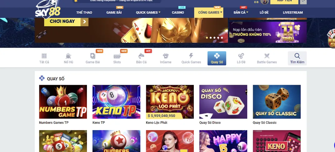 Kho game tại game bài đổi thưởng uy tín Sky88 đồ sộ 